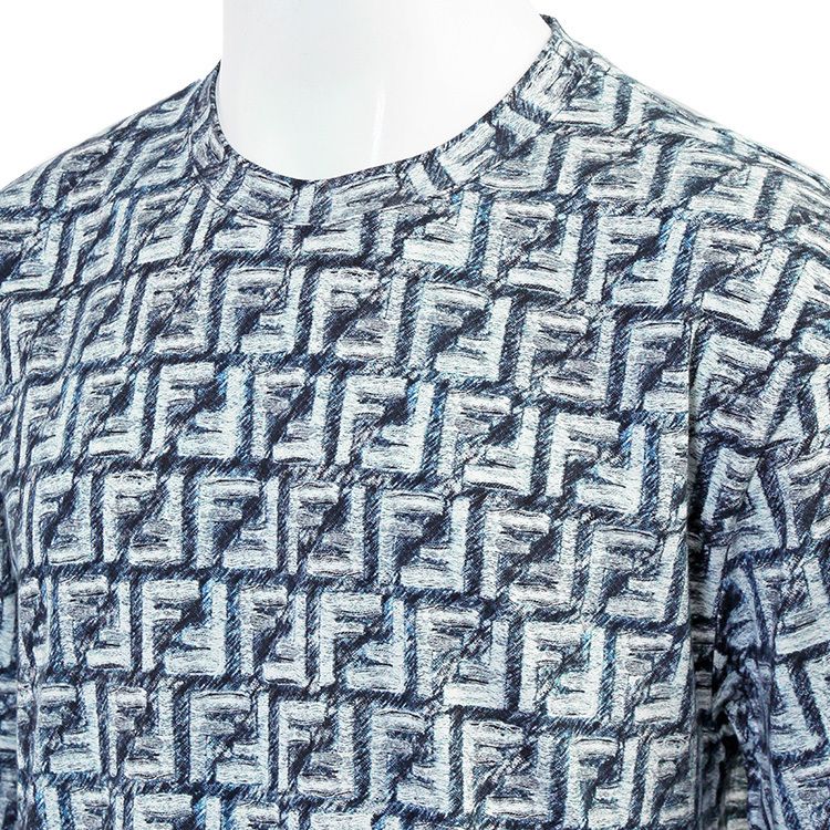 FENDI ブルー FFコットン Tシャツ FY0936-AR79-F04V6 (FENDI/T