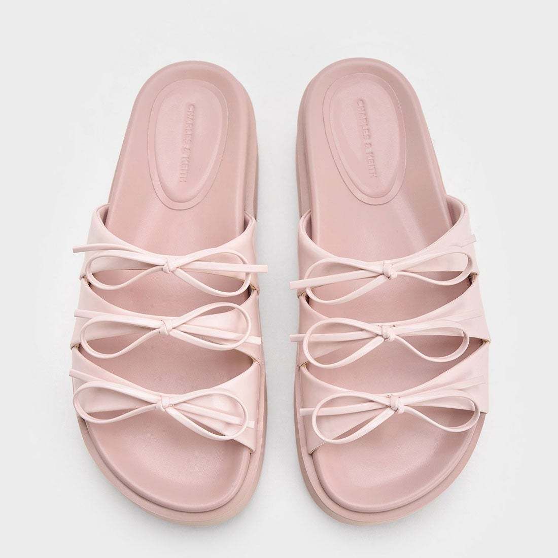 すぐ届く】 CHARLES & KEITH リボン 厚底 サンダル 美脚効果