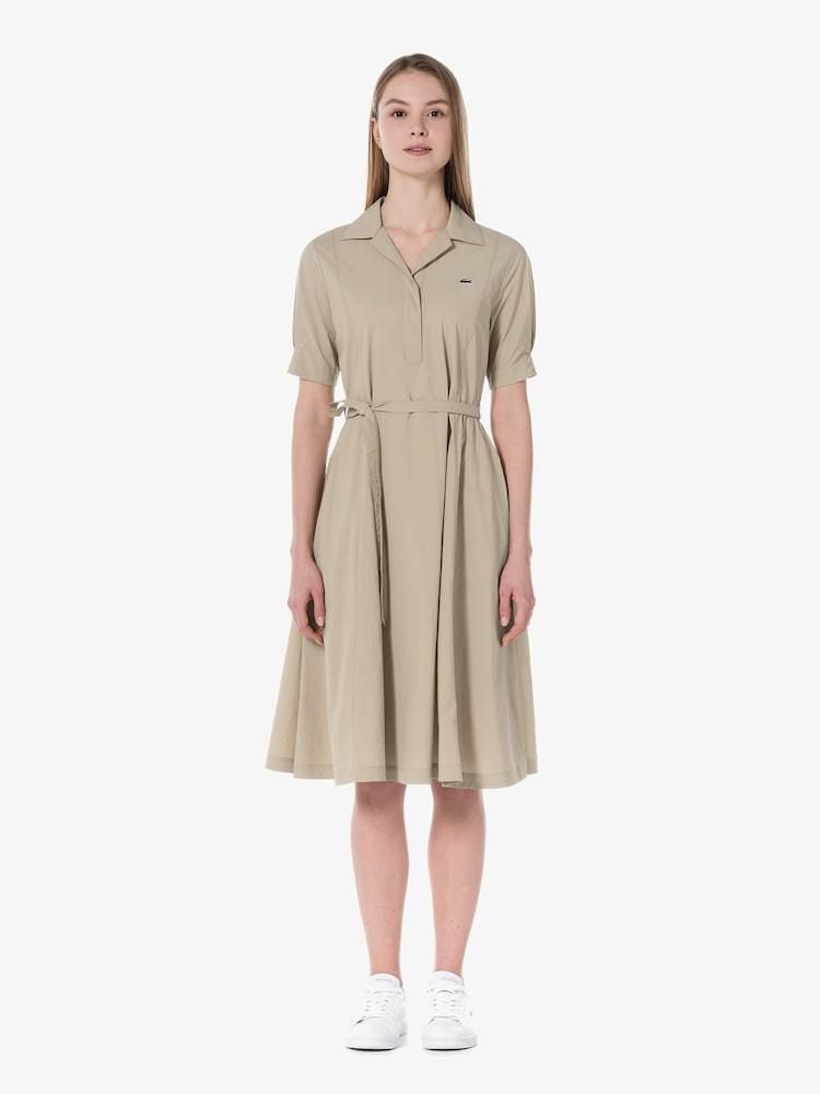 LACOSTE ポロシャツ ベルテッド ロングワンピース フレア 半袖