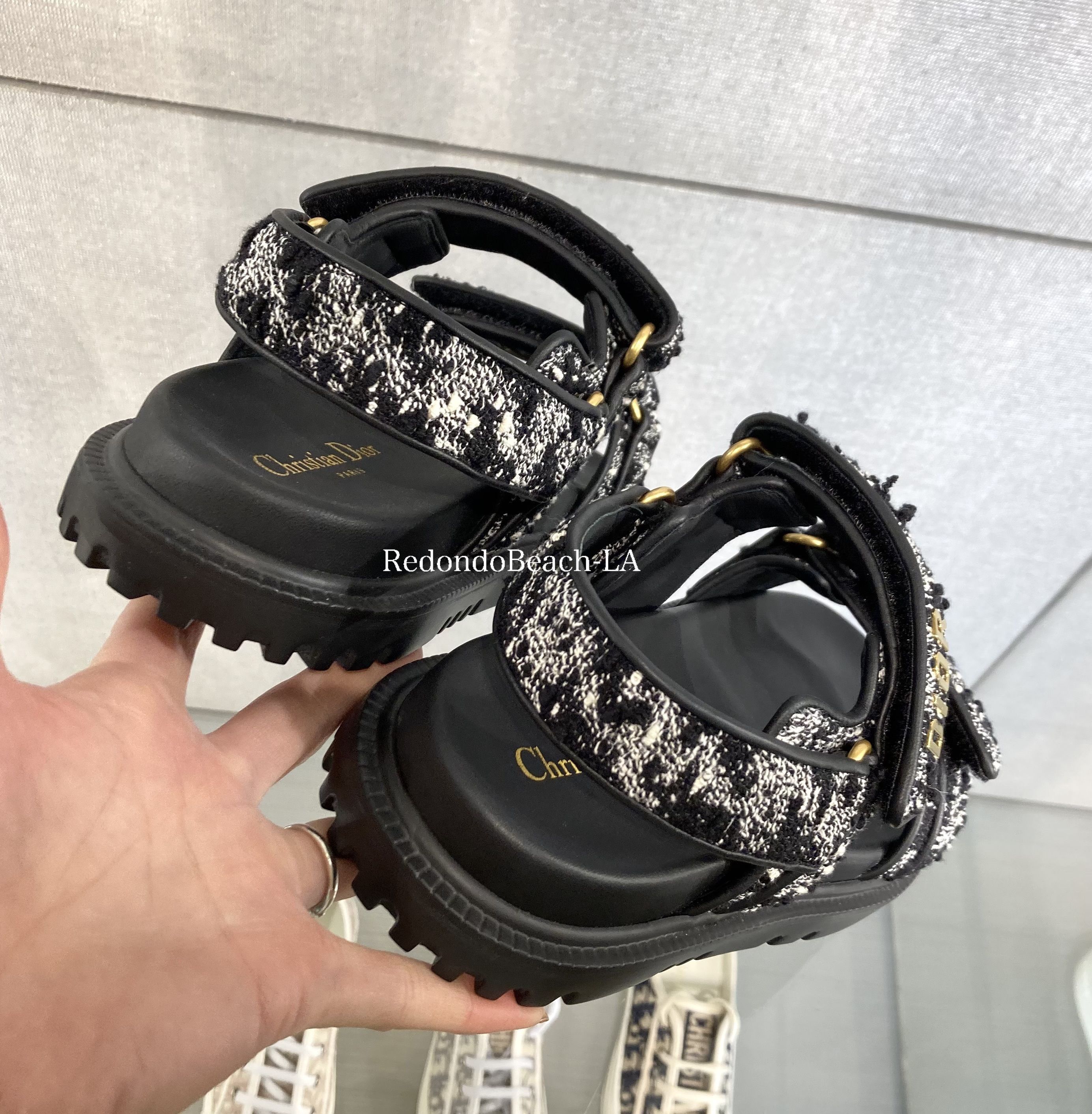 大人の千鳥格子柄ツイード】Dior☆Dioract サンダル (Dior