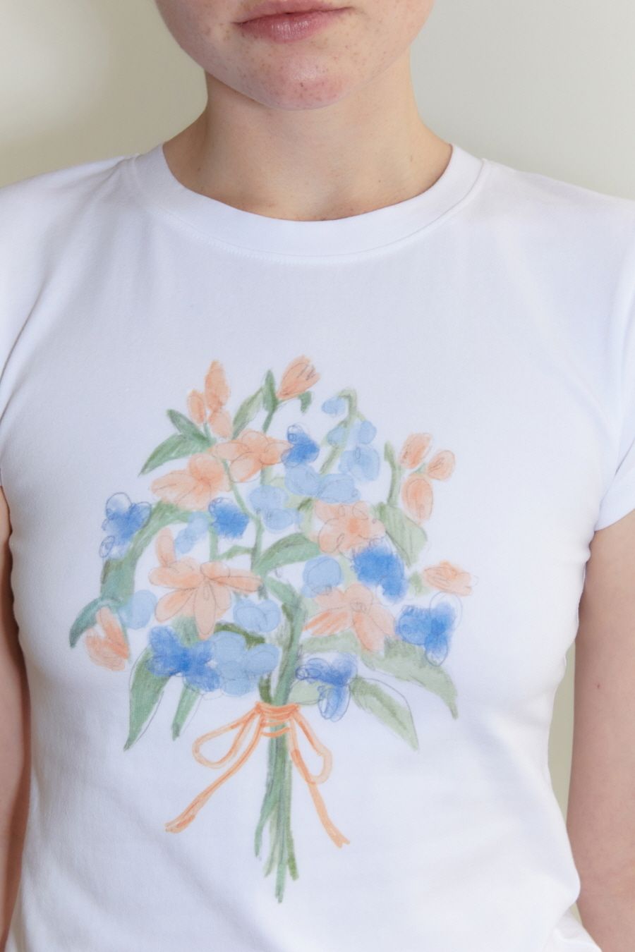 Sinoon】Bouquet Cap Sleeve T-Shirt/追跡付 (sinoon/Tシャツ