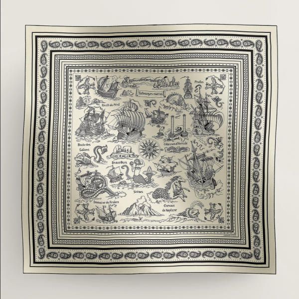24SS♪】HERMES カレ140 《Tatouages Marins Bandana》 (HERMES