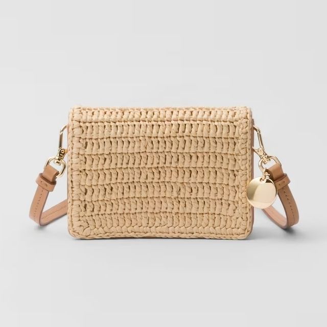 【PRADA】ショルダー付き ウーブンファブリック カードホルダー PRADA】ショルダー付き ウーブンファブリック カードホルダー