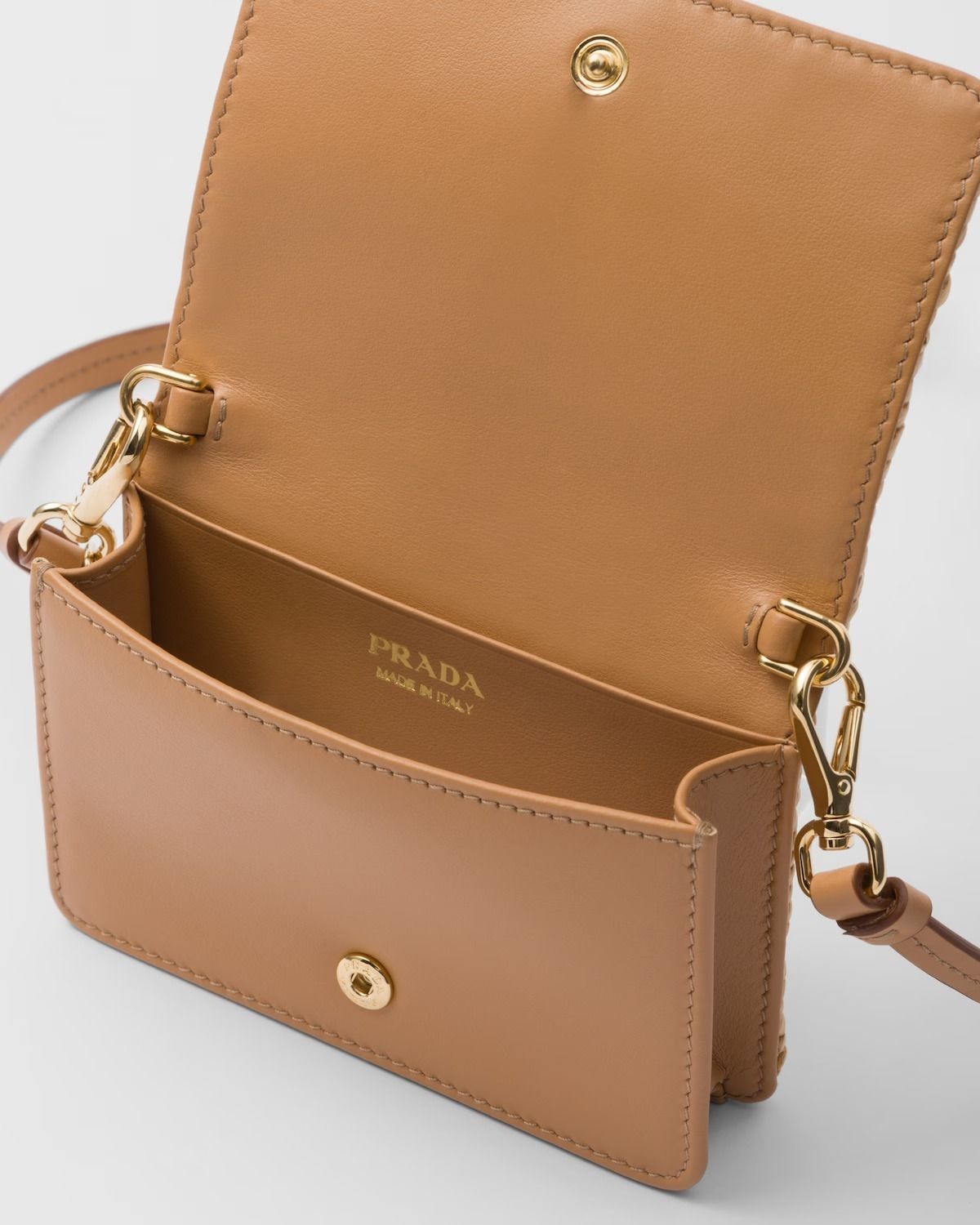 【PRADA】ショルダー付き ウーブンファブリック カードホルダー PRADA】ショルダー付き ウーブンファブリック カードホルダー