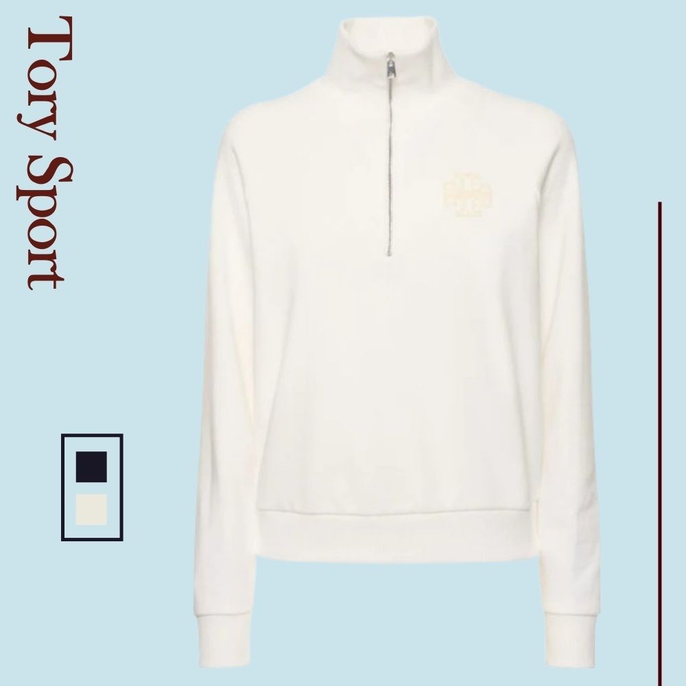 安価 □TORY SPORT - テリーハーフジップコットンスウェットシャツ レディースウェア