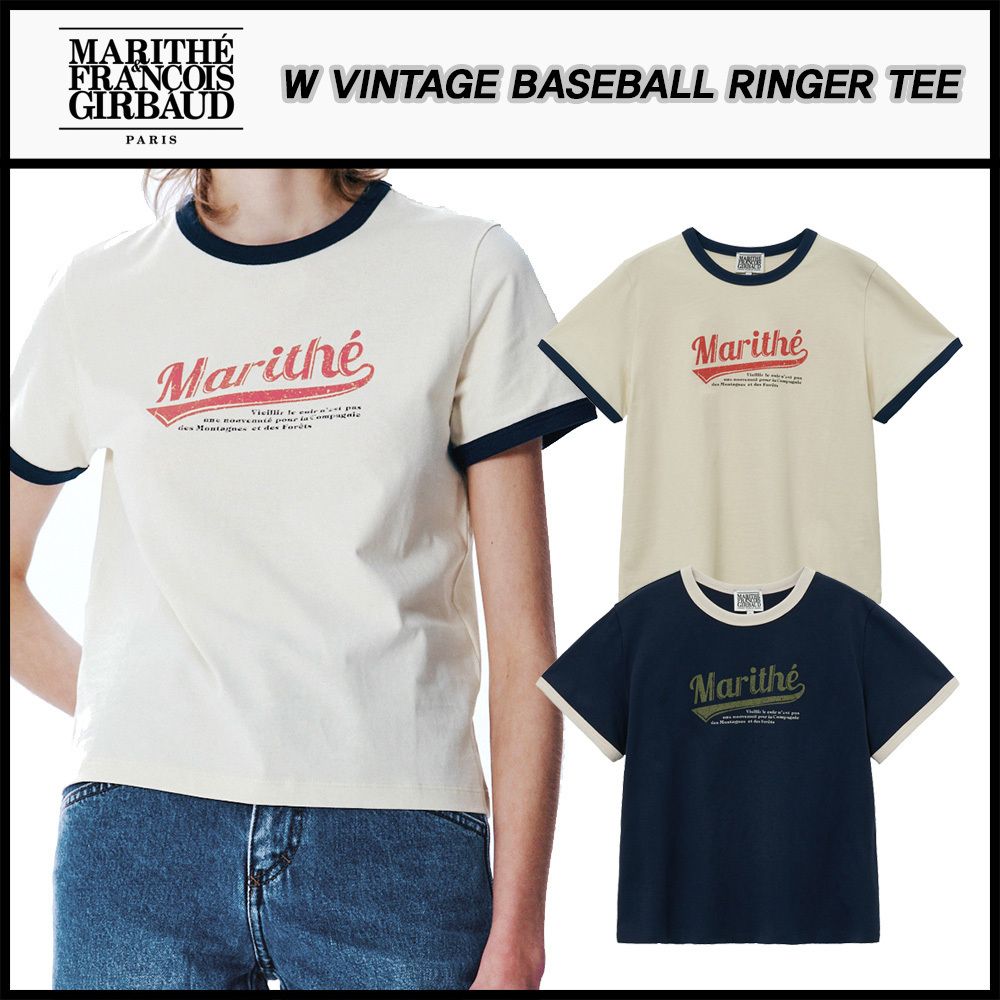2025年のクリスマス ☆MARITHE☆W VINTAGE BASEBALL RINGER TEE☆送料・関税込 トップス