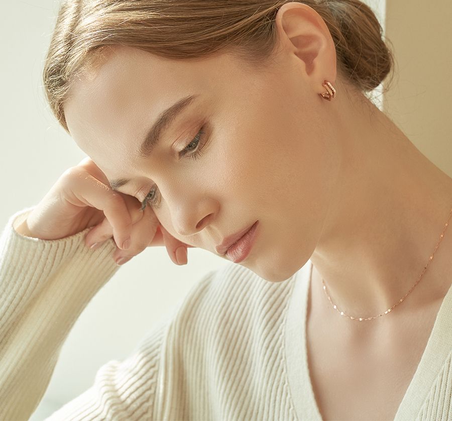 HAESOOL】Two-line Cubic Point Earrings_YUE4614〜涙の女王
