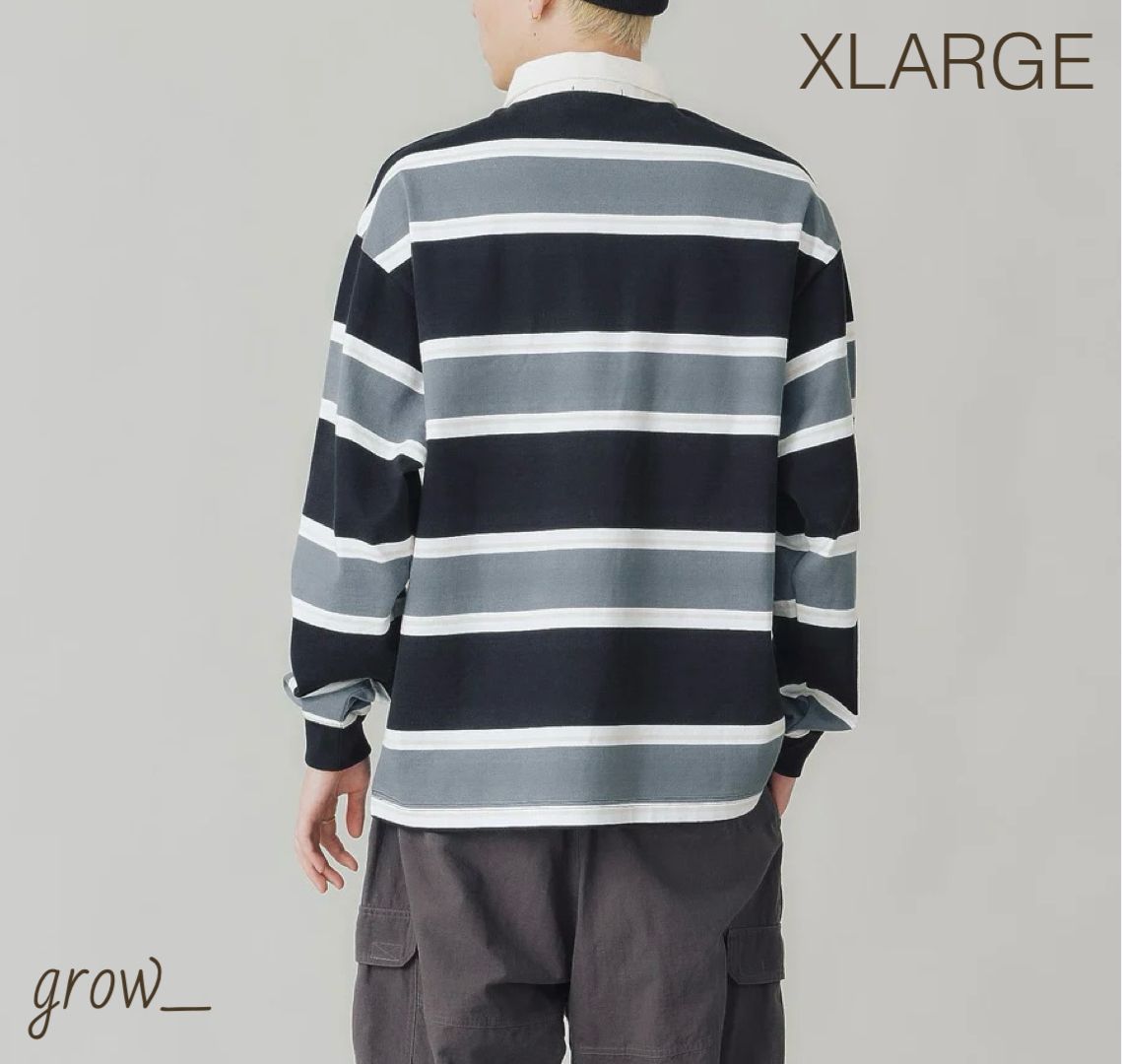 割引購入 ラグビー 長袖 ストライプ エンブレム XLARGE シャツ (X 送料込 ウェア