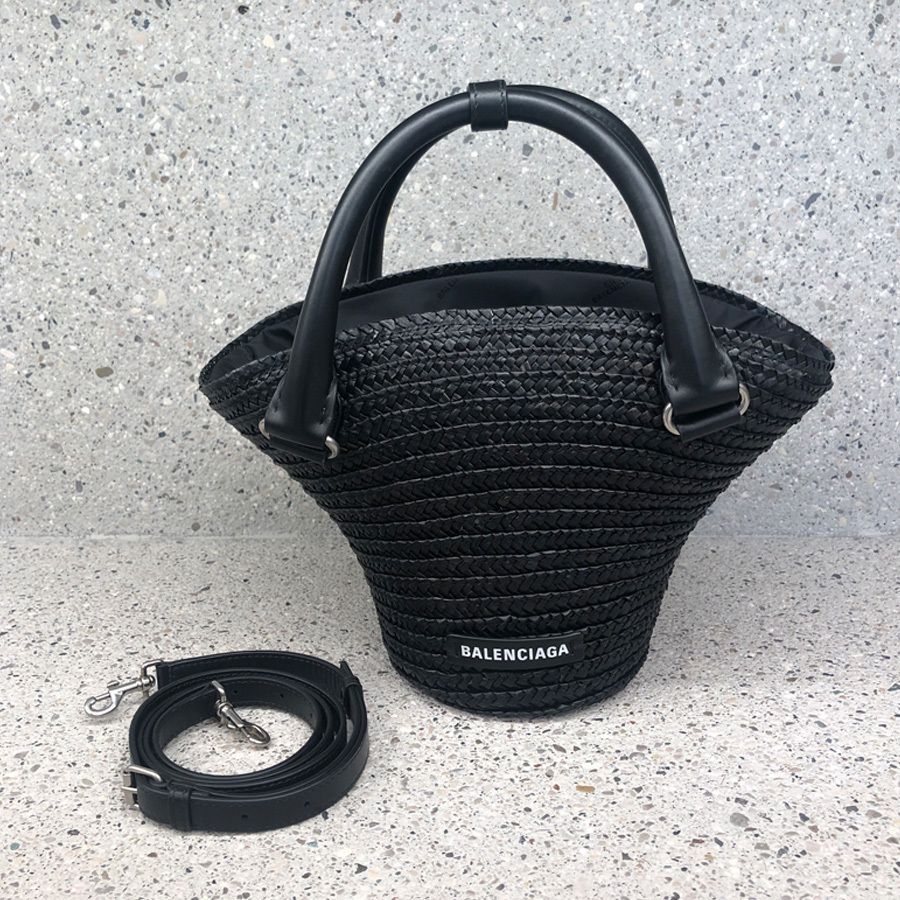 芸能人愛用のおすすめ最新情報 Balenciaga BEACH BAG ミニ ラフィアトート かごバッグ バッグ