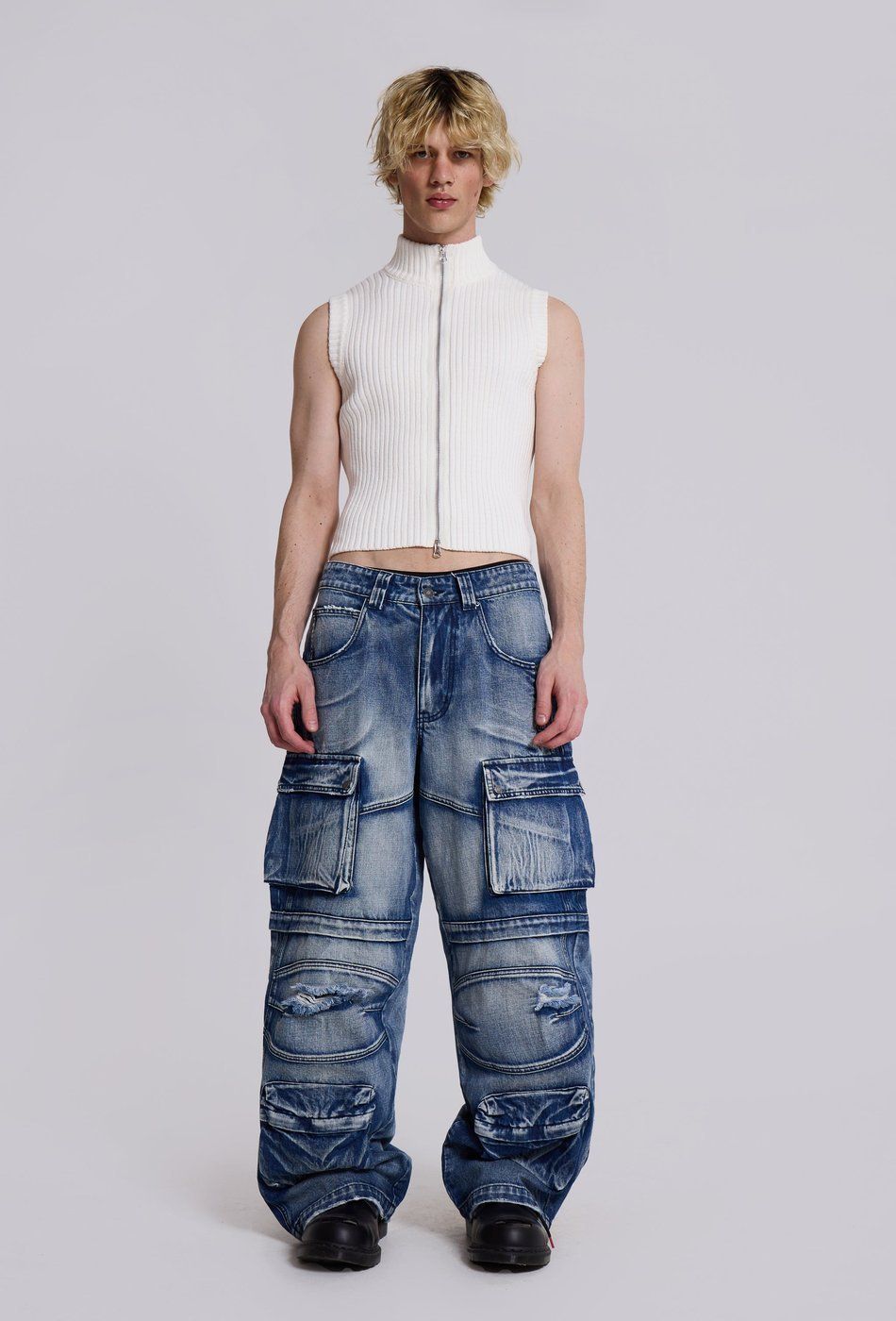 大人気！Jaded London☆Light Wash Apex Cargos ジーンズ (JADED