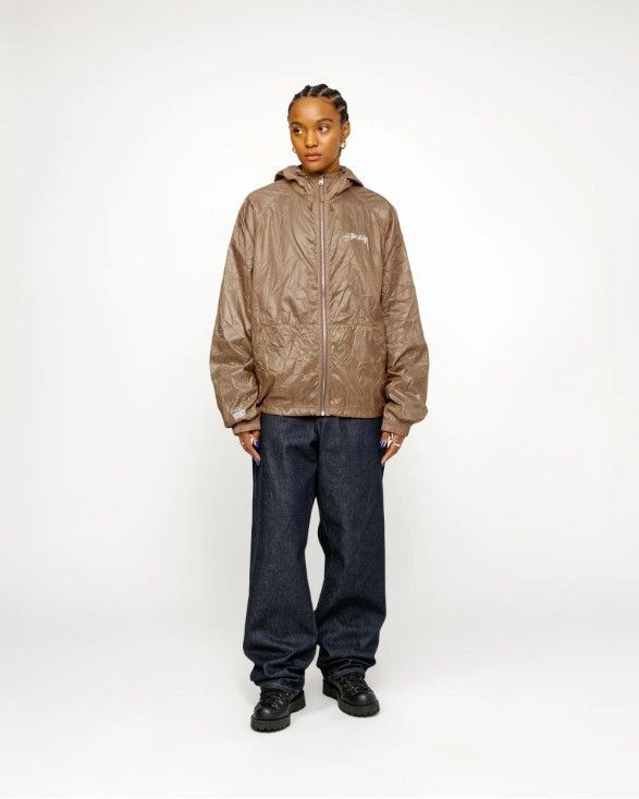 ☆STUSSY☆BEACH SHELL WRINKLED NYLON JACKET☆BROWN (STUSSY