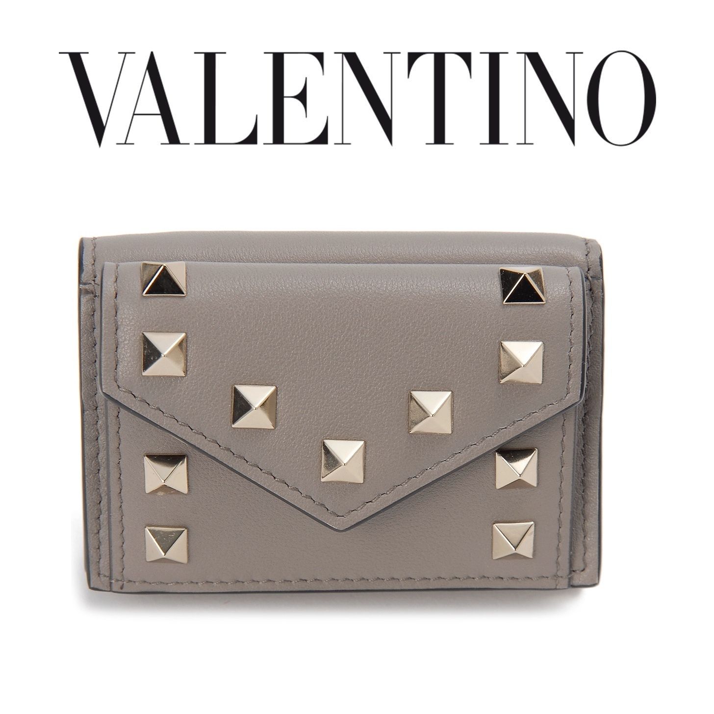 完売品　ヴァレンティノ 財布 VALENTINO 三つ折り財布 折り畳み ☆ VALENTINO GARAVANI ☆ ロックスタッズ 3つ折り ミニ財布