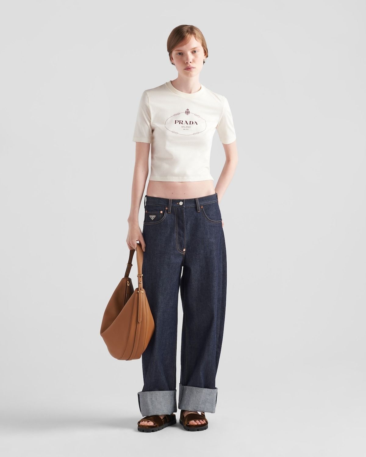 PRADA★プリントジャージー Tシャツ 直営店○PRADA○プリントジャージTシャツ