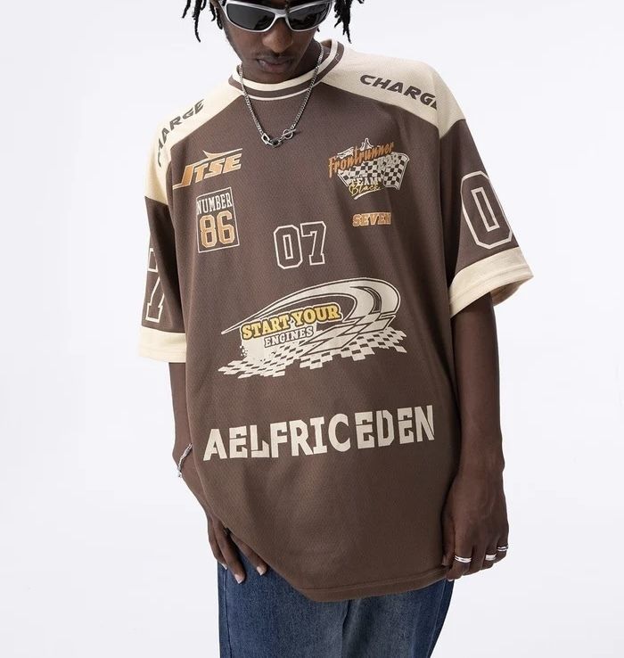 *Aelfric Eden*コントラストカラーレーシング Tシャツ*送料込み* Aelfric Eden】コントラスト カラー レーシング Tシャツ