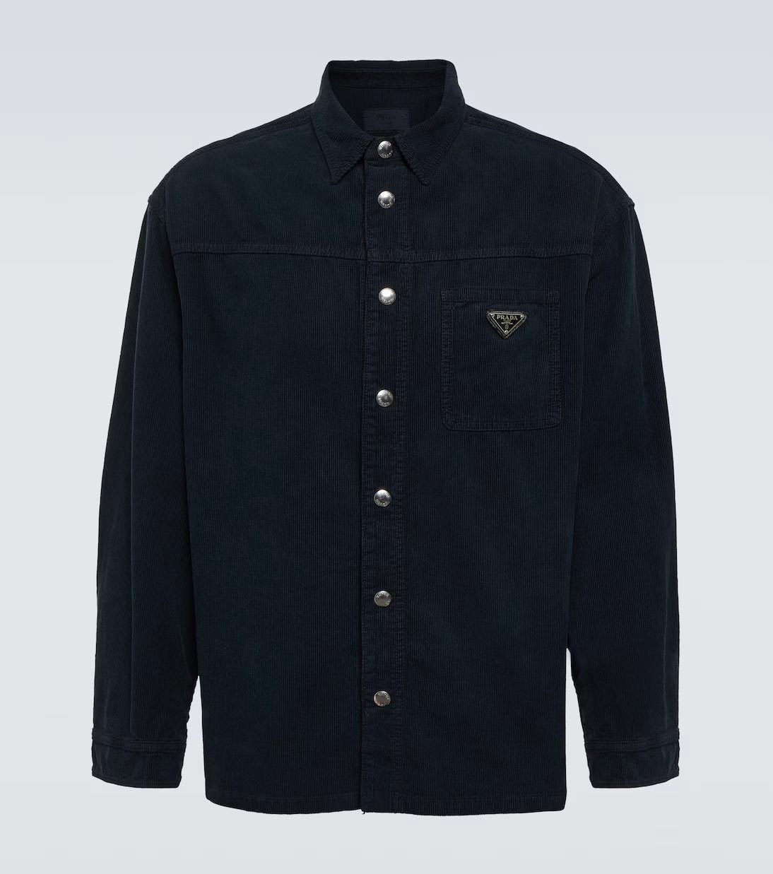 VIP★PRADA プラダ ロゴ コットン スウェットシャツ PRADA】コットン 長袖 シャツ コーディロイ ブラック ロゴ 黒