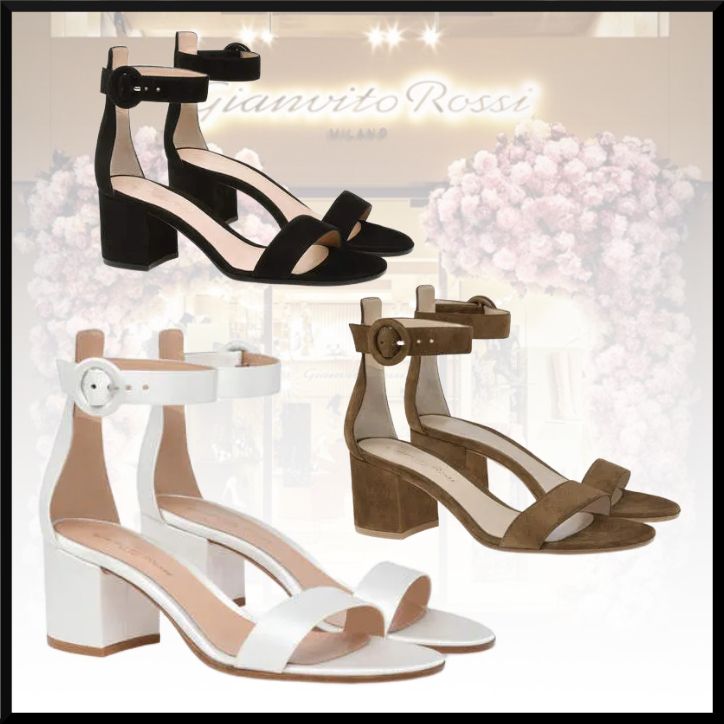 柔らかな質感の Gianvito Rossi ブロックヒールストラップサンダル 靴