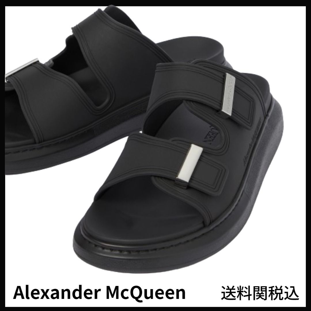 Alexander McQueen メンズ サンダル 黒ハイブリッドスライド