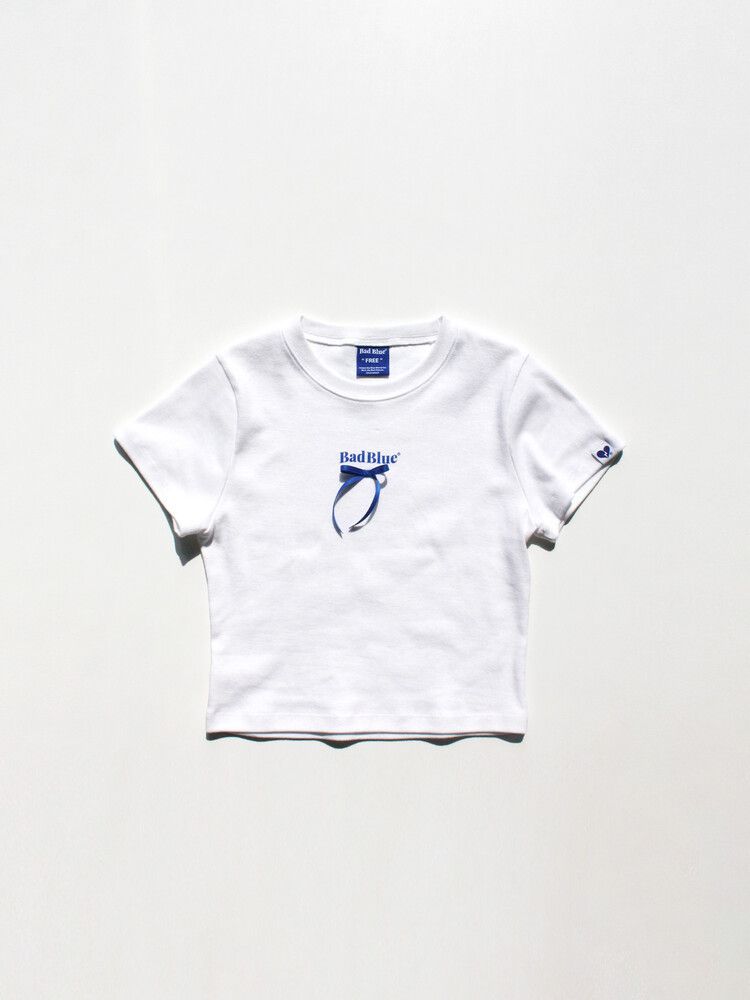 韓国BAD BLUE バッドブルー】Ribbon Logo Slim Tee (Bad Blue/T