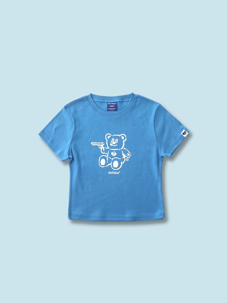 ☆23SS☆【Bad Blue】☆BadBear Patch Crop Te.e☆Tシャツ☆ 韓国BAD BLUE バッドブルー】BadBear Slim Tee (Bad Blue/T