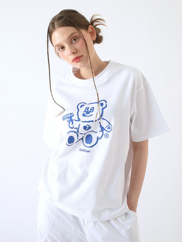 【韓国BAD BLUE バッドブルー】Ribbon BadBear Tee 韓国BAD BLUE バッドブルー】BadBear Tee White (Bad Blue/T