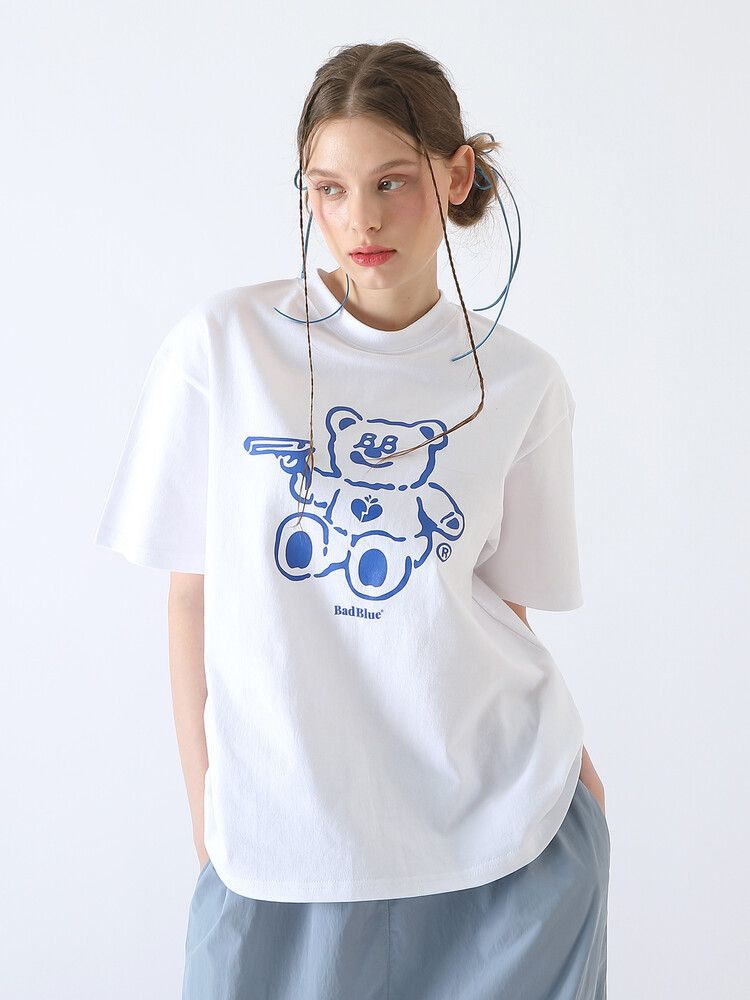 ☆23SS☆【Bad Blue】☆BadBear Patch Crop Te.e☆Tシャツ☆ 韓国BAD BLUE バッドブルー】BadBear Slim Tee (Bad Blue/T