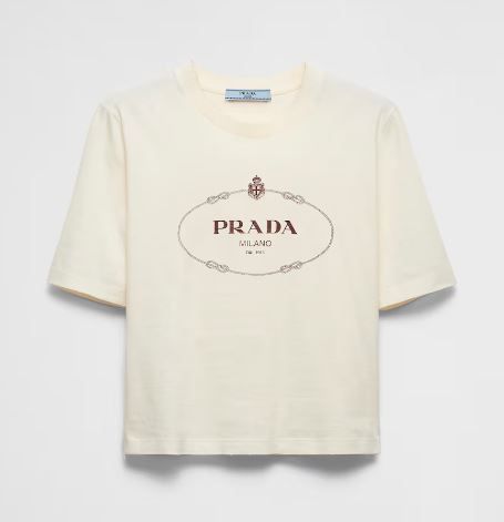 【PRADA】プリント入り ジャージー Tシャツ ホワイト 新作【プラダ】プリント入り ジャージー Tシャツ (PRADA/Tシャツ