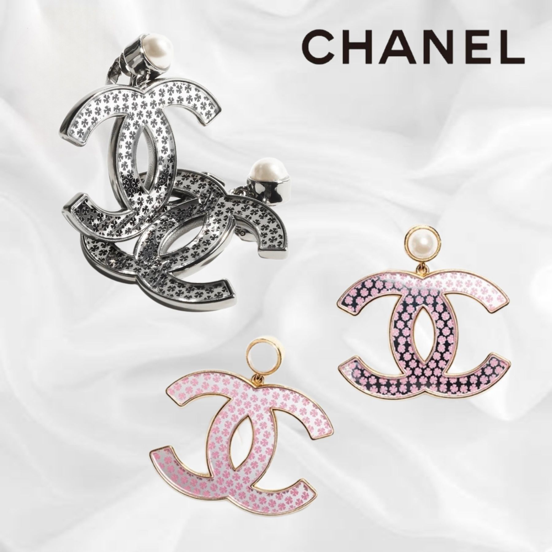 【さりげない四つ葉のクローバー＊】CHANEL ピアス パール 存在感抜群！】CHANEL ピアス パール 四葉のクローバー (CHANEL