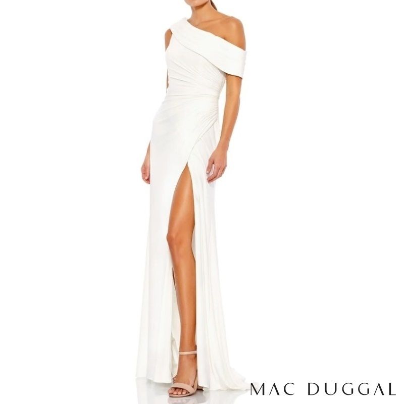 MAC DUGGALマックドゥガルセール艶感のあるワンショルダードレス MAC DUGGALマックドゥガルセールワンショルダー清楚ロングドレス