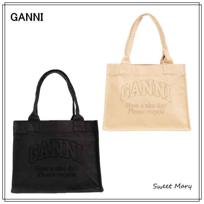 GANNI☆リサイクルコットン ロゴ ショッパーバッグ♪【送料込