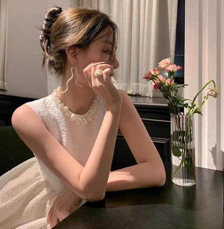 パーティドレス ノースリーブ パール ビジュー Aライン 韓国 楽天市場】パーティードレス 結婚式 ワンピース ドレス 大きい