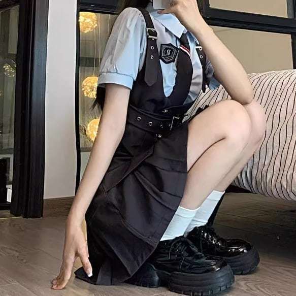 韓国 セットアップ 制服風 ベスト ブラウス プリーツスカート セットアップ 制服風 ブラウス ベスト プリーツスカート 韓国系