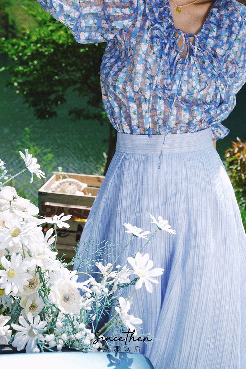 【SinceThen】 tulle Skirt チュール ティアード スカート SinceThen】 blue tulle Skirt チュール ティアード スカート
