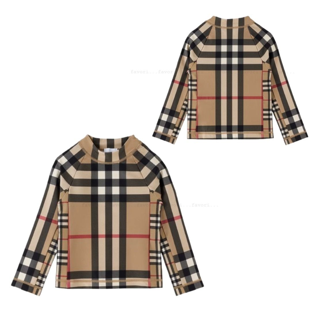 【国内即発送★関税込み】BURBERRY キッズ 長袖 シャツ BURBERRY キッズ チェック ラッシュガード 長袖 (Burberry/子供