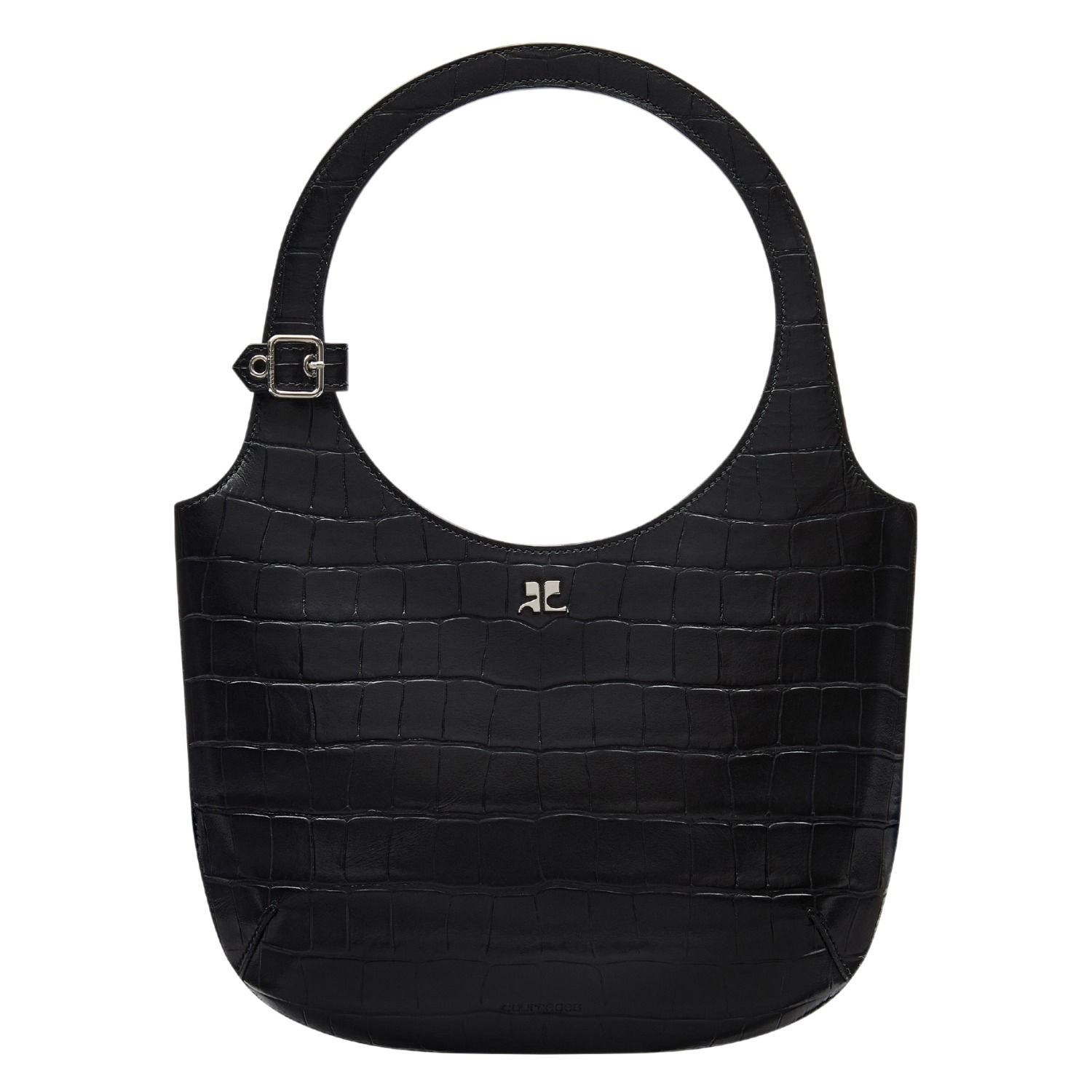 関税込 Courreges クレージュ レザー Holy バッグ 黒 人気＊ Courreges / クレージュ Holy レザーバッグ (Courreges
