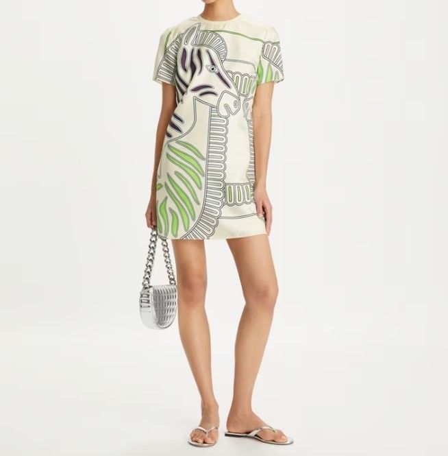 シルク送料&関税込み☆TB☆PRINTED SILK FRONT T-SHIRT DRESS