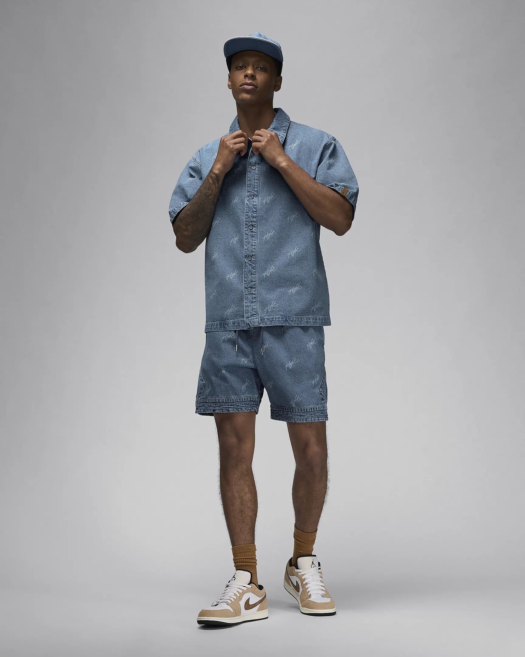 福袋・半額ポスター - クリーニング屋さん専用の通 Nike Jordan デニムシャツ ＆ ショートパンツ 上下セットアップ ウエア+装備
