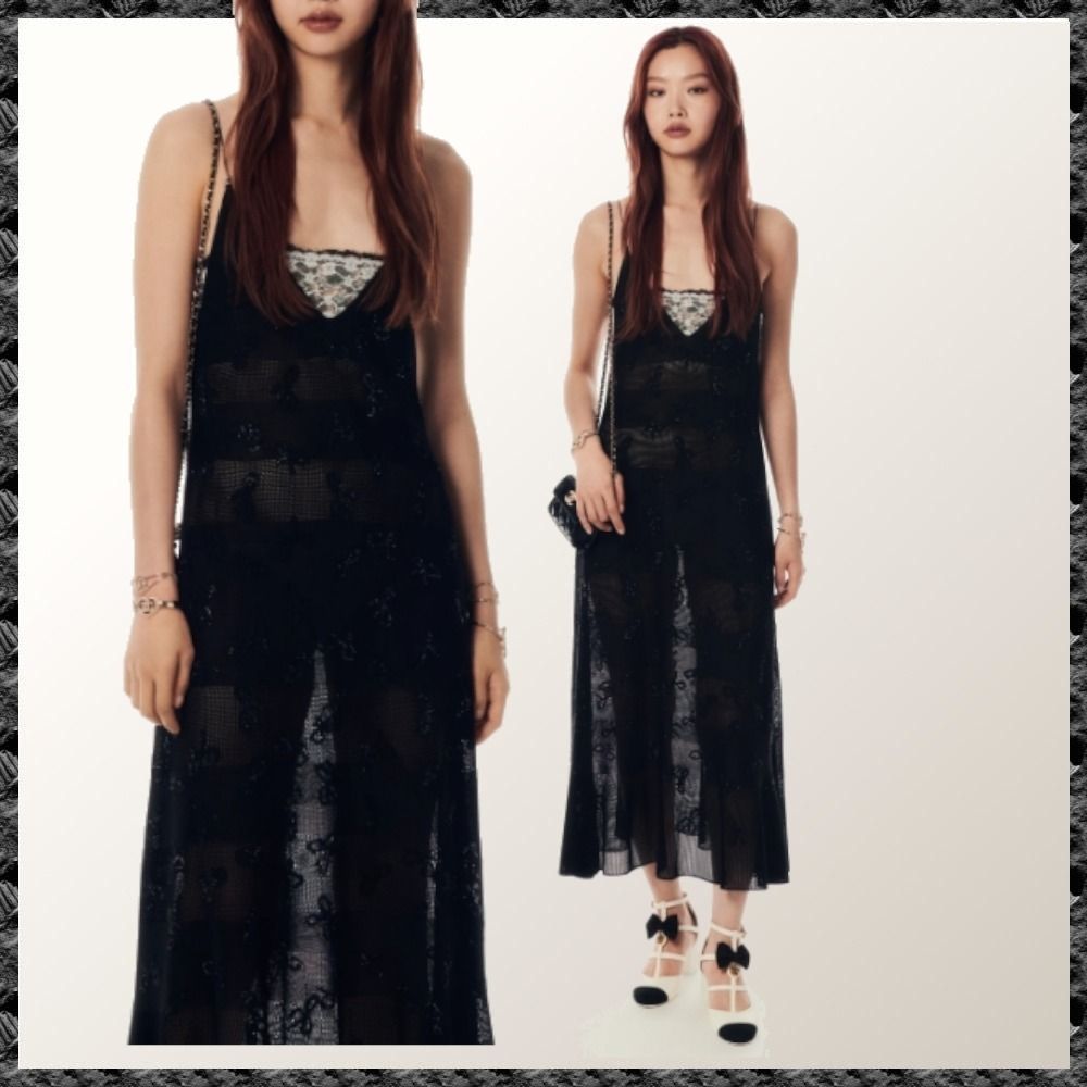 エレガント◇送料込み【CHANEL】24SS ドレス レース 黒 P76998