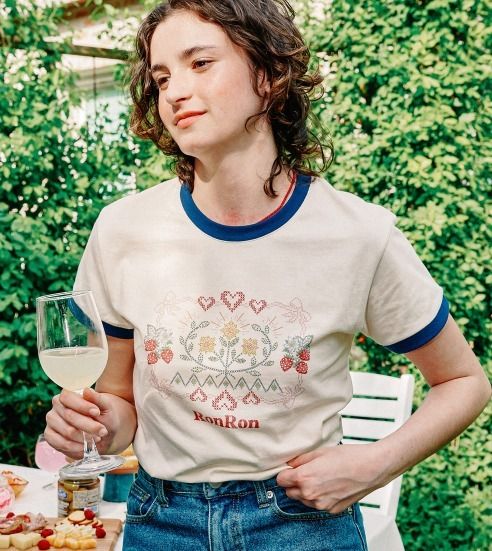 ◆24SS RONRON CROSS STITCH RASPBERRY RINGER T SHIRT/2色◆ RONRON】CROSS STITCH RASPBERRY RINGER T SHIRT 2色☆送料込