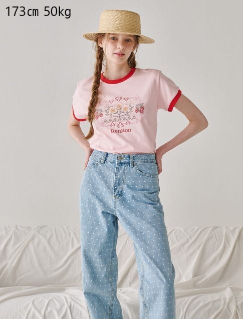 ◆24SS RONRON CROSS STITCH RASPBERRY RINGER T SHIRT/2色◆ RONRON】CROSS STITCH RASPBERRY RINGER T SHIRT 2色☆送料込