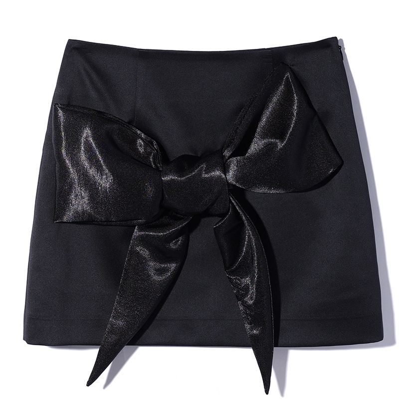 ミニスカート YOUHEE TRIMMING RIBBON MINI SKIRT BLACK YOUHEE TRIMMING RIBBON MINI SKIRT 4BTR961 (YOUHEE/ミニ