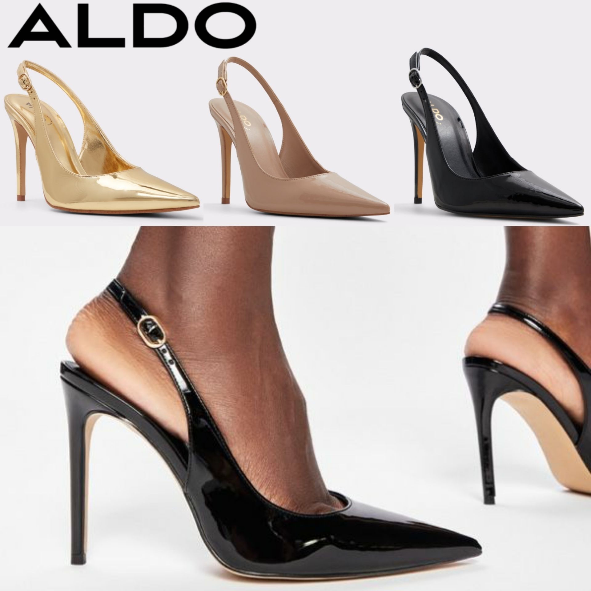 【ALDO】本革レザー ★ 上品 ★ スリングバック・ヒールパンプス ALDO美脚/上品/スリングバック/ピンヒール/パンプス/Stessysling