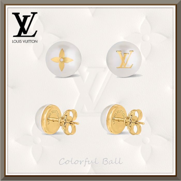 安心国内】Louis Vuitton LV ロゴ パール ピアス (Louis Vuitton