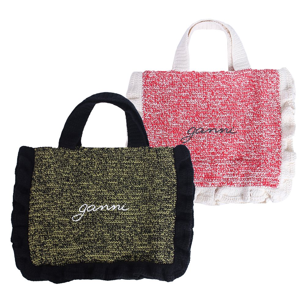 ☆韓国の人気☆【GANNI】☆クロシェ FRILL トートバッグ☆ Amazon.co.jp: GANNI ガニー クロシェフリル トートバッグ
