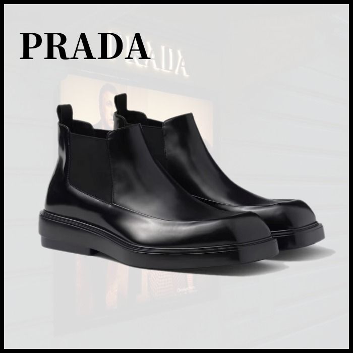 冬のトレンド【PRADA】ブラッシュドカーフ チェルシーブーツ ブラック ブラッシュドカーフ チェルシーブーツ | PRADA
