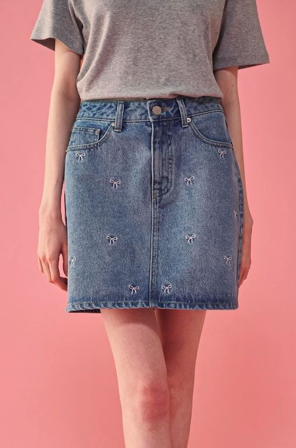 ◇24SS RONRON RIBBON PATTERN DENIM SHORT SKIRT/2色◇ (RONRON