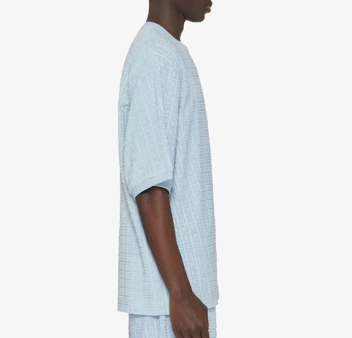 GIVENCHY ジバンシィ 4Gモノグラム コットンタオル Tシャツ*BLUE GIVENCHY ジバンシィ 4Gロゴモノグラム コットンタオル Tシャツ