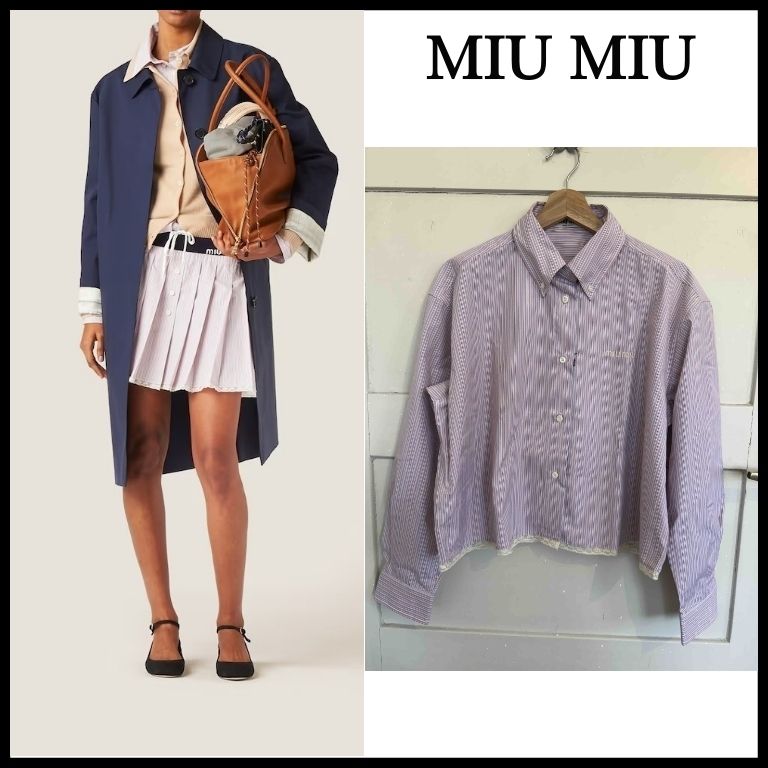 MIU MIU◇ポプリントップス◇シャツ◇ホワイト (MiuMiu/ブラウス