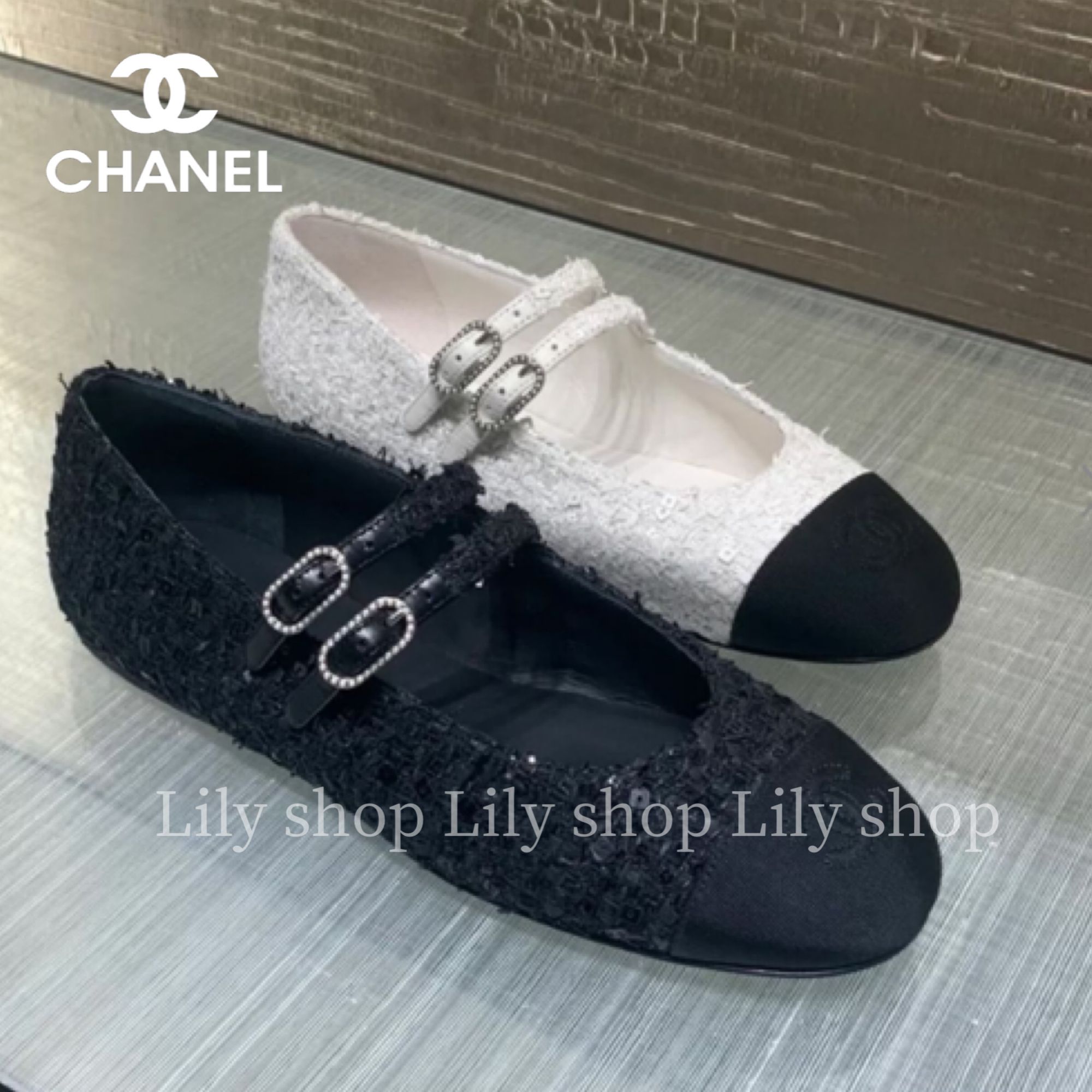 ツイード＆ダブルストラップ【CHANEL】 メリージェーンズ