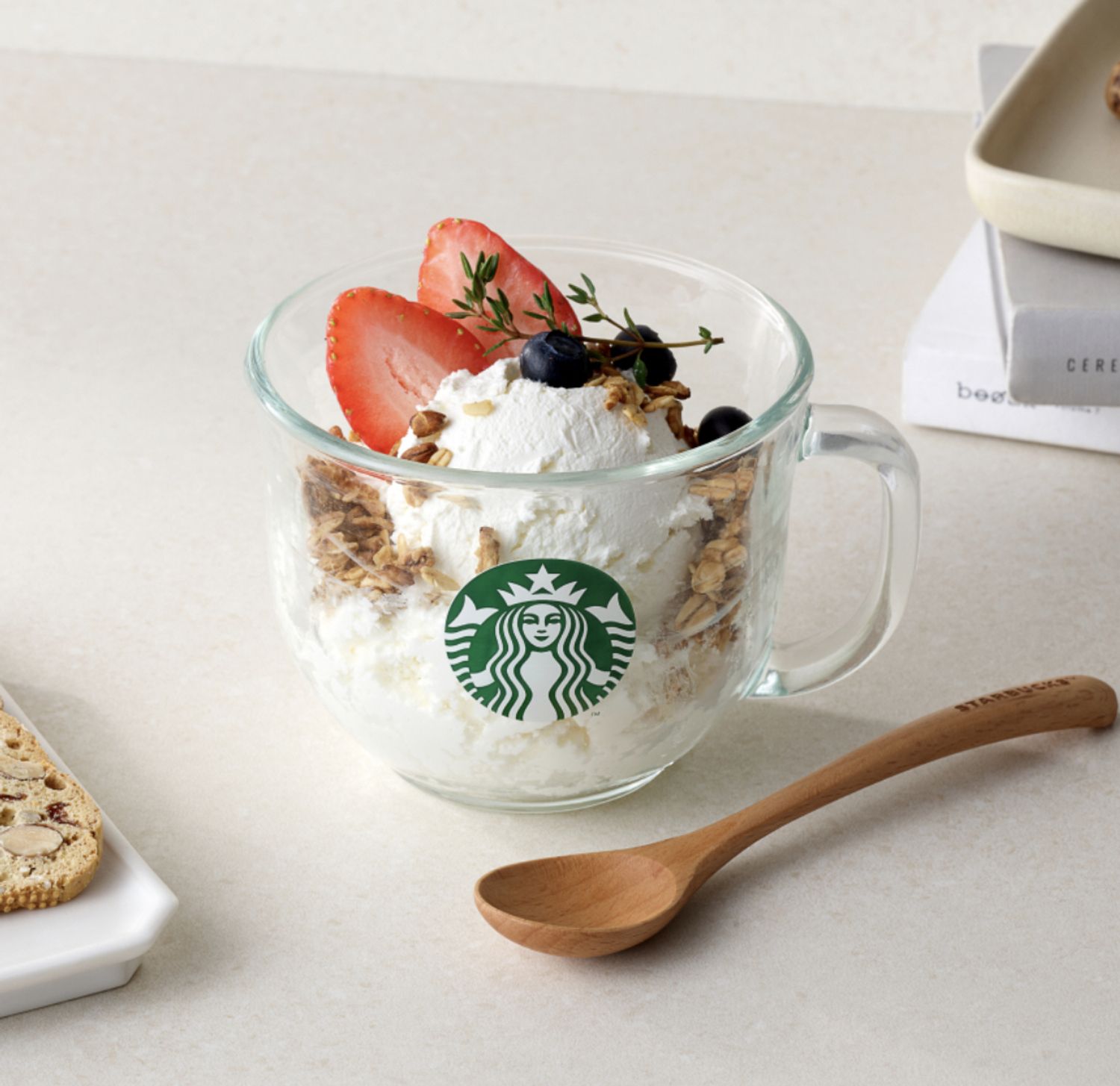 韓国スタバ】(c)Siren glass bowl wood spoon set (Starbucks/食器（皿 