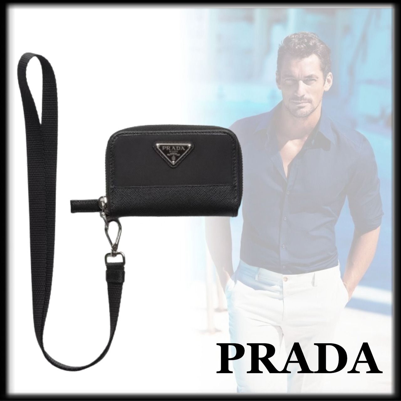 PRADA 人気 ロゴ Re-Nylon & Saffianoレザー コインパース